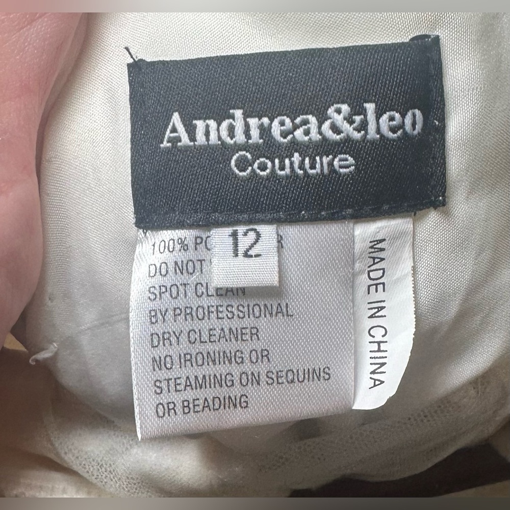 Andrea & Leo Couture Wedding Dress‎ 12 Floral Embellished Sparkles Corset Back. - Picture 7 of 14